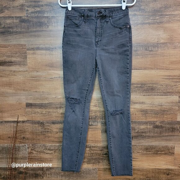 Madewell Jeans 27 Curvy High Rise Skinny Black Sea Wash Tummy Control Stretch - Picture 1 of 13